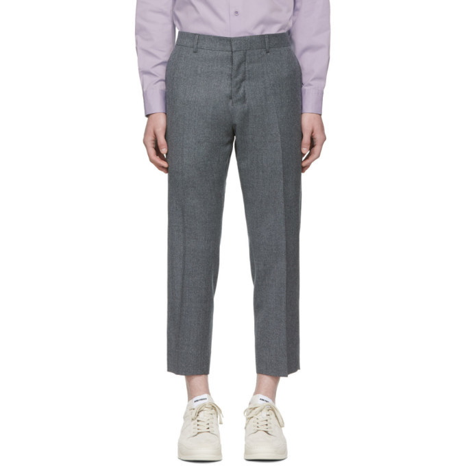 Photo: AMI Alexandre Mattiussi Grey Carrot-Fit Cropped Trousers