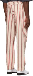Wales Bonner Off-White & Red Stripe Kamau Pyjama Lounge Pants