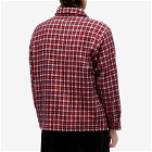 Brain Dead Men's Check Mate Flannel Zip Shirt Jacket in Red