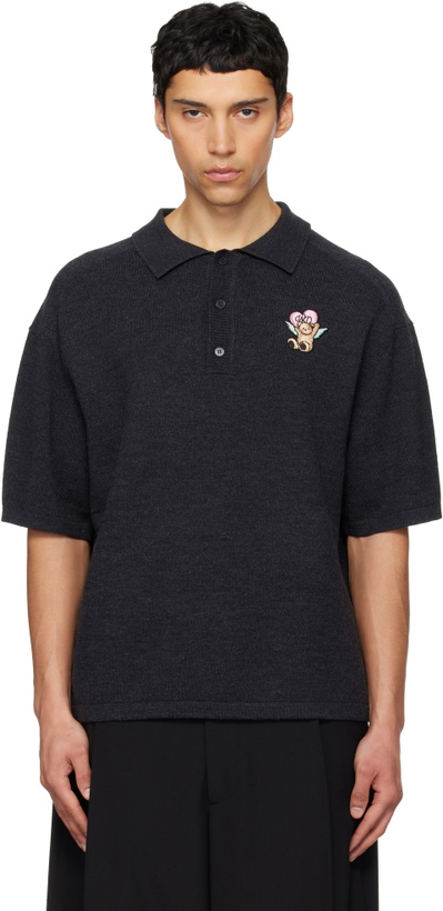 Photo: We11done Gray Patch Detailed Knit Polo