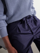 Stòffa - Wide-Leg Drawstring Wool And Cashmere-Blend Flannel Trousers - Blue