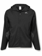 Nike Running - Trail Aireez Logo-Print Mesh-Trimmed Ripstop and Crinkled-Shell Jacket - Black