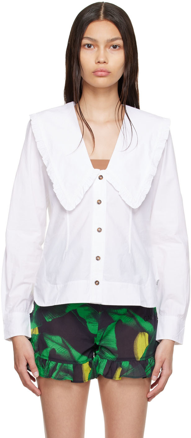 Ganni White Cotton T-Shirt