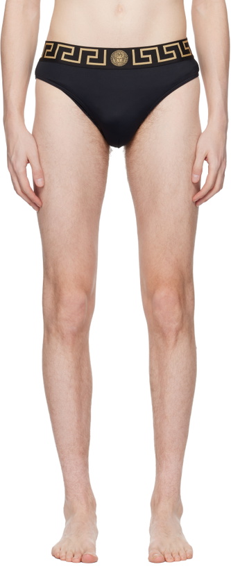 Photo: Versace Black Nylon-Blend Swim Briefs