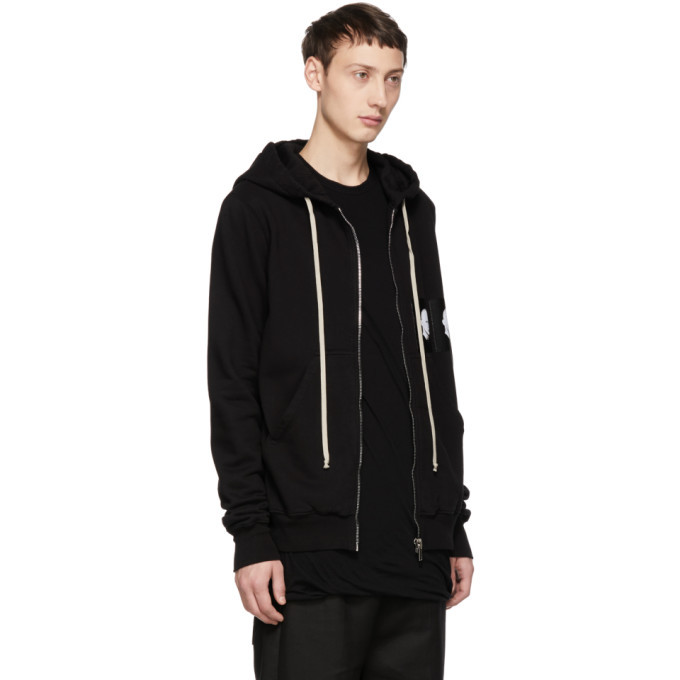 Rick Owens Drkshdw Black Patch Jasons Zip-Up Hoodie Rick Owens Drkshdw