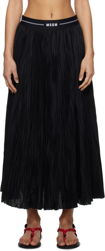Photo: MSGM Black Pleated Midi Skirt