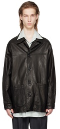 YOKE Black Vented Leather Jacket