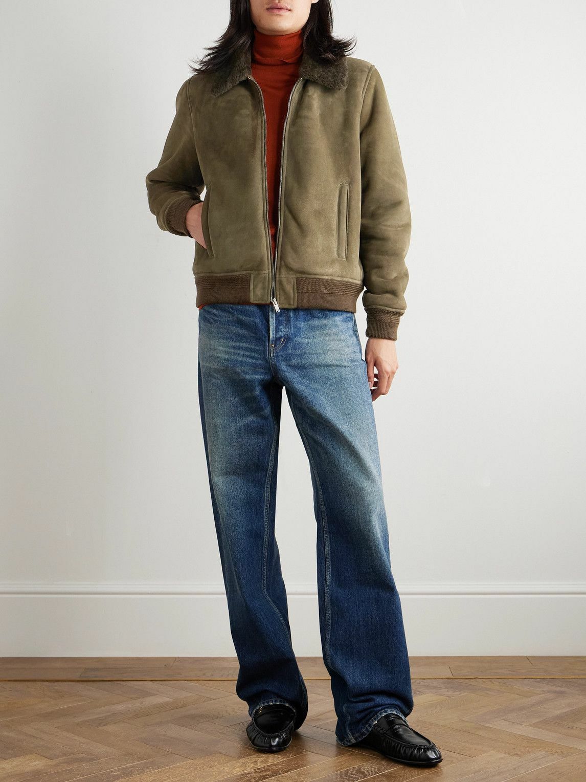 SAINT LAURENT - Shearling Blouson Jacket - Green