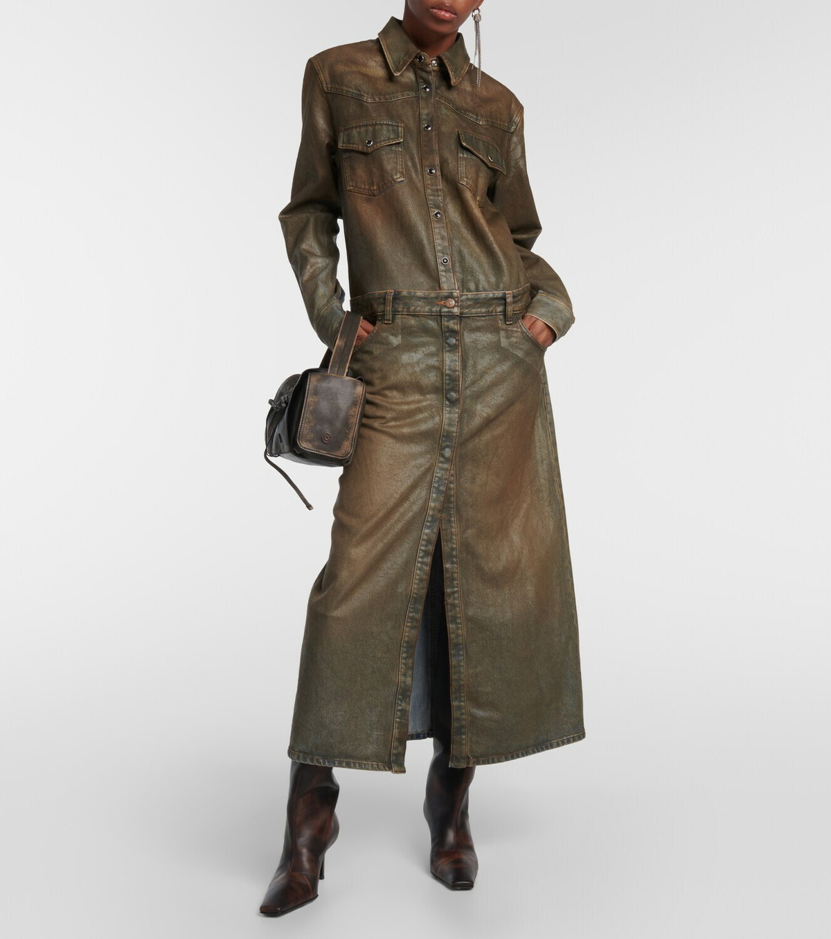 【Acne Studios】 Dacna coatedデニムシャツドレス Acne Studios Dacna coated denim shirt dress Acne Studios