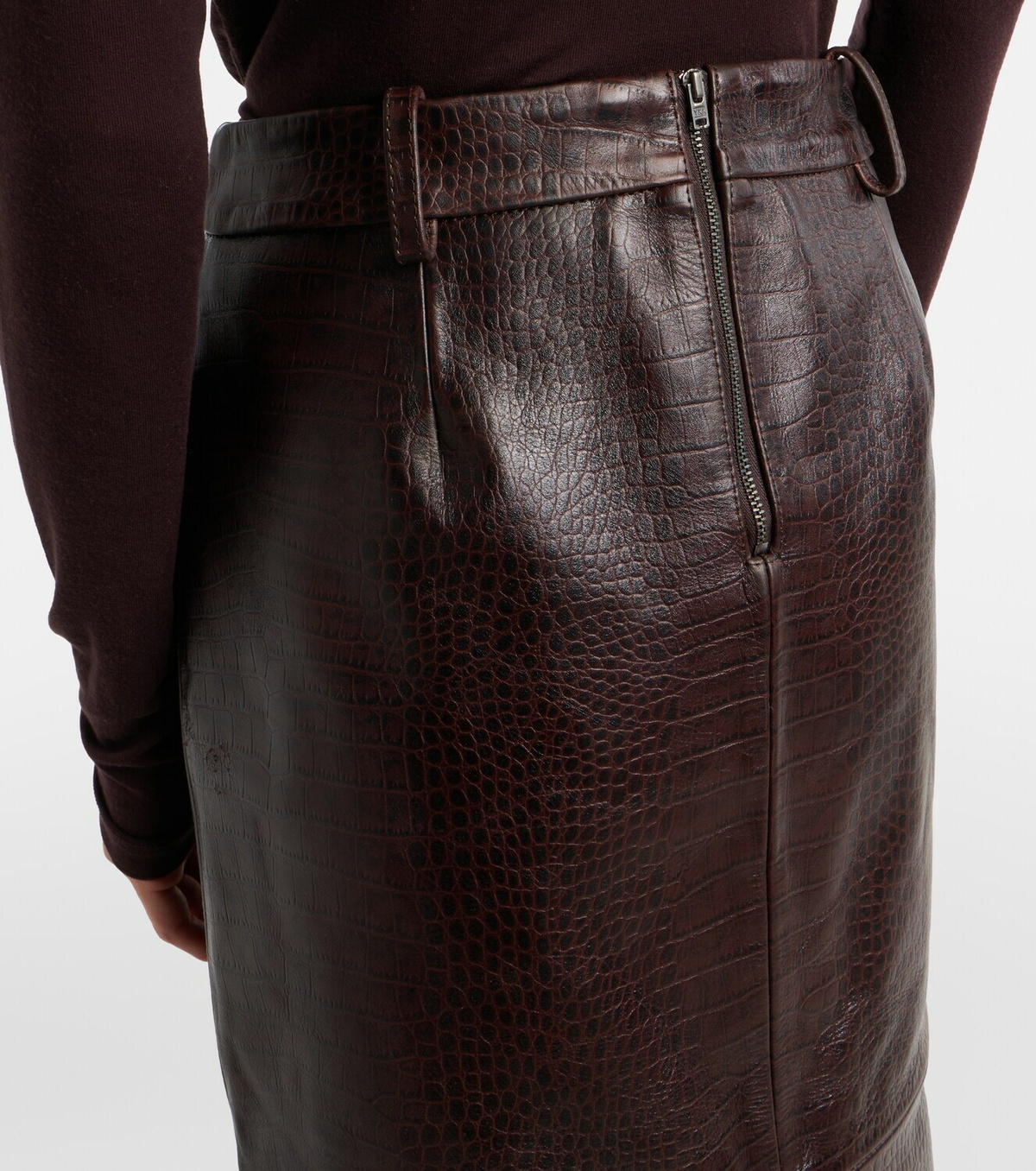 The Frankie Shop Taney croc-effect leather pencil skirt