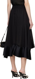 sacai Black Cotton Broadcloth Midi Skirt