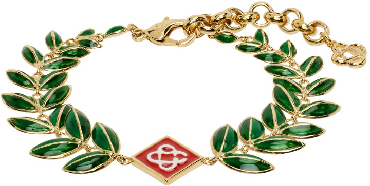 Photo: Casablanca Gold & Green Laurel Leaf Bracelet