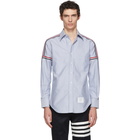 Thom Browne Blue Elastic Stripe Classic Point Collar Shirt