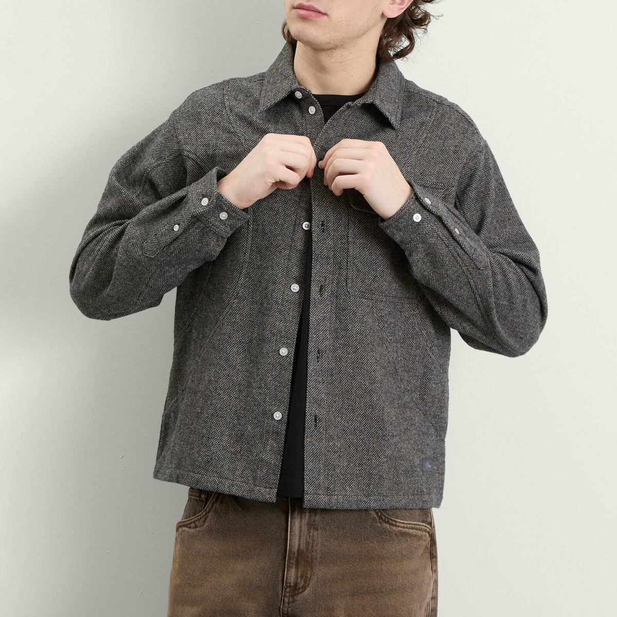 Dime Men's Wool Overshirt in Silver