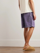 Kardo - Straight-Leg Crochet-Knit Cotton Drawstring Shorts - Purple