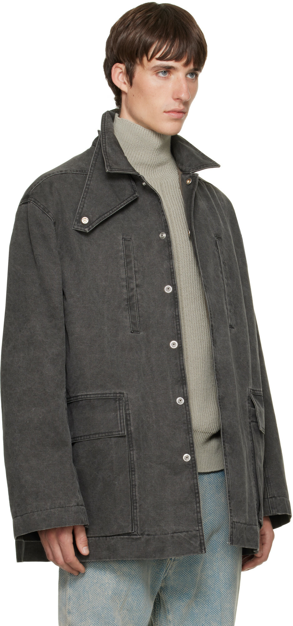 Rick Owens Gray Tower Collared Mac Jacket