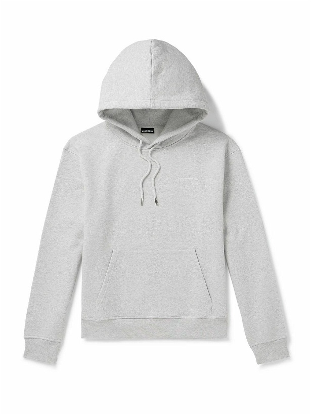 Photo: Jacquemus - Brode Logo-Embroidered Organic Cotton-Jersey Hoodie - Gray