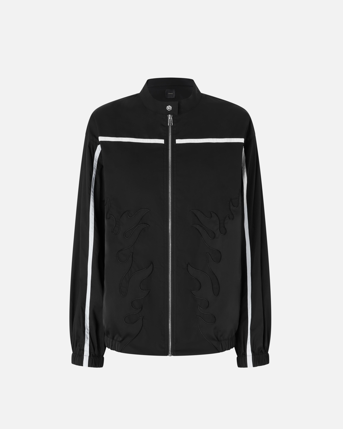 Pinko Poplin Bomber Jacket With Flame Design Limo Black Pinko