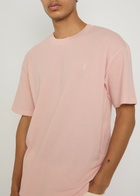 Saint Laurent Logo-embroidered Piqué Cotton-blend T-shirt Pink