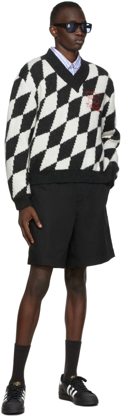 Thames MMXX Black & White Argyle Savoy Sweater