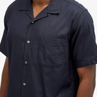 Nanamica Men's Short Sleeve Open Collar Panama Shirt in Navy