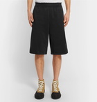 Moncler - Wide-Leg Grosgrain-Trimmed Cotton-Jersey Shorts - Men - Black