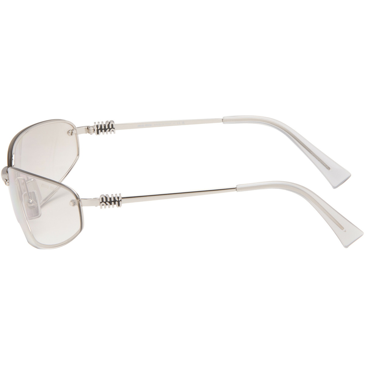 Miu Miu Eyewear Silver Rimless Metal Oval Sunglasses
