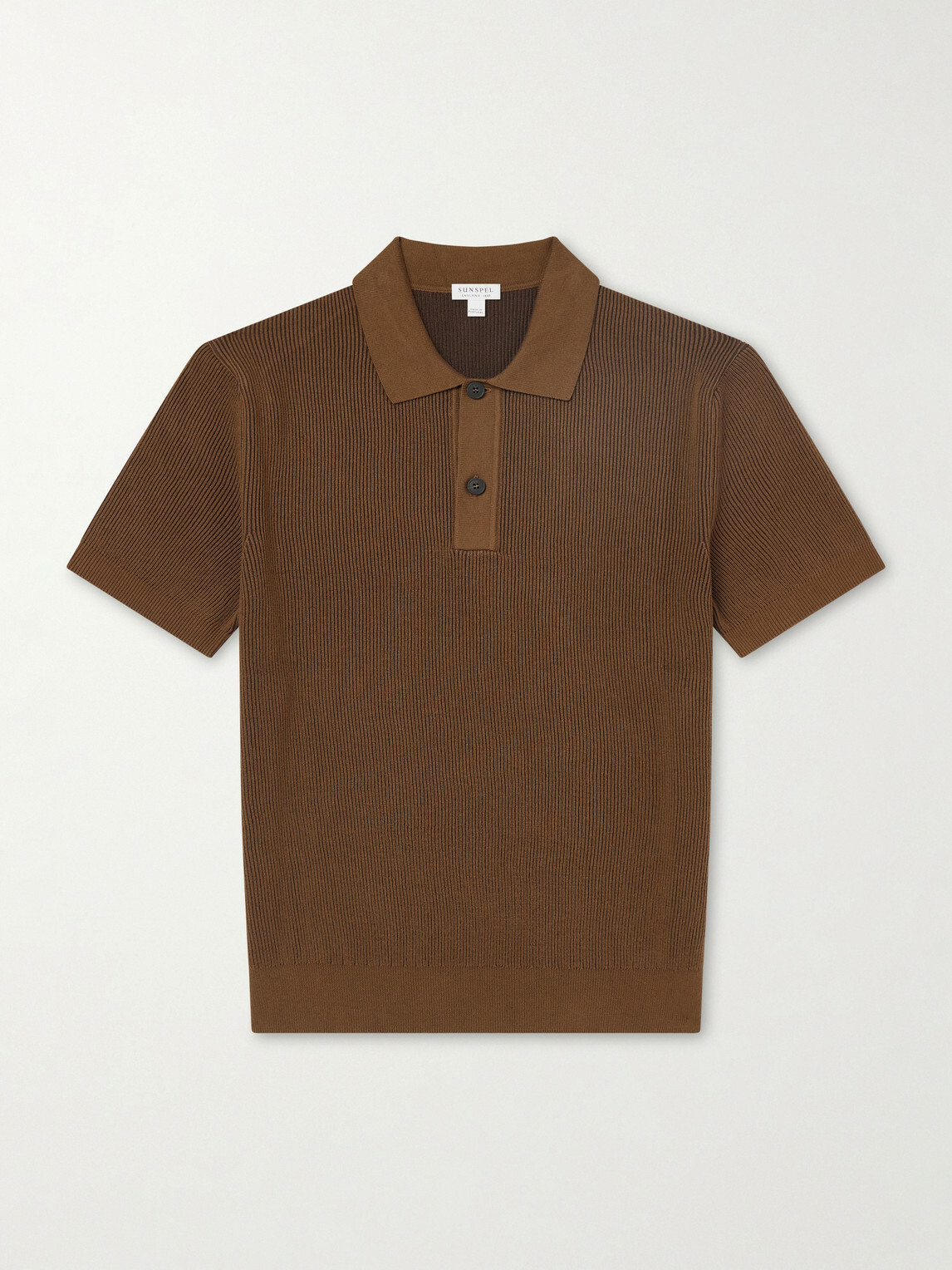 Sunspel - Ribbed Cotton Polo-Shirt - Brown