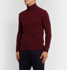Lardini - Slim-Fit Ribbed Cashmere Rollneck Sweater - Burgundy