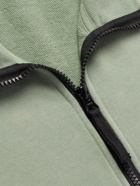 Stone Island - Logo-Appliquéd Cotton-Jersey Zip-Up Sweatshirt - Green