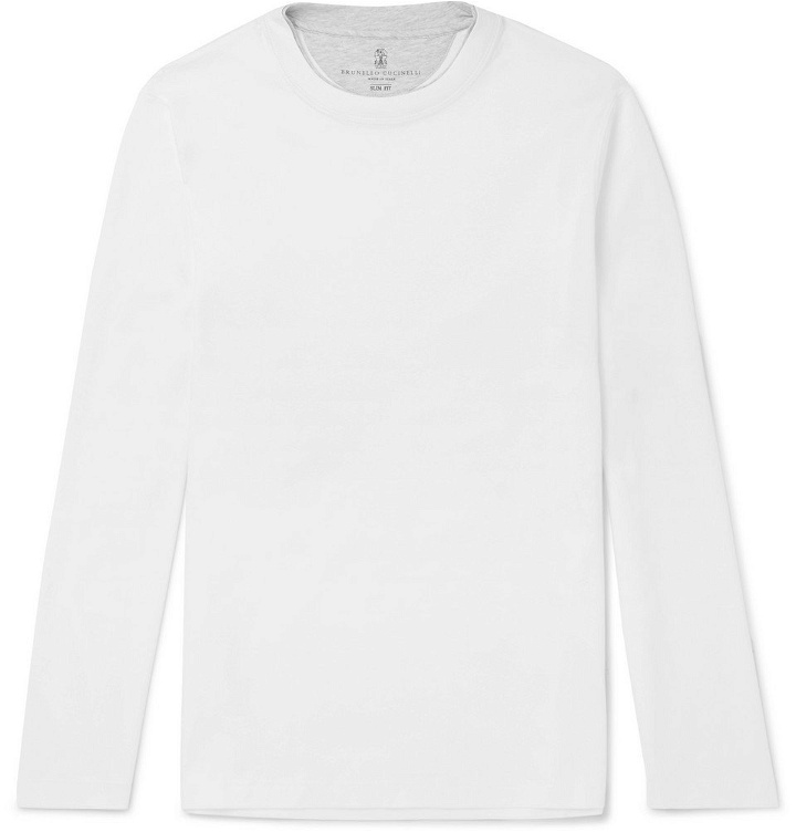 Photo: Brunello Cucinelli - Layered Cotton-Jersey T-Shirt - White