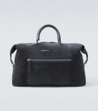 Kiton Leather-trimmed suede duffel bag