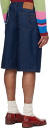 Edward Cuming Indigo Lightweight Denim Circle Window Shorts