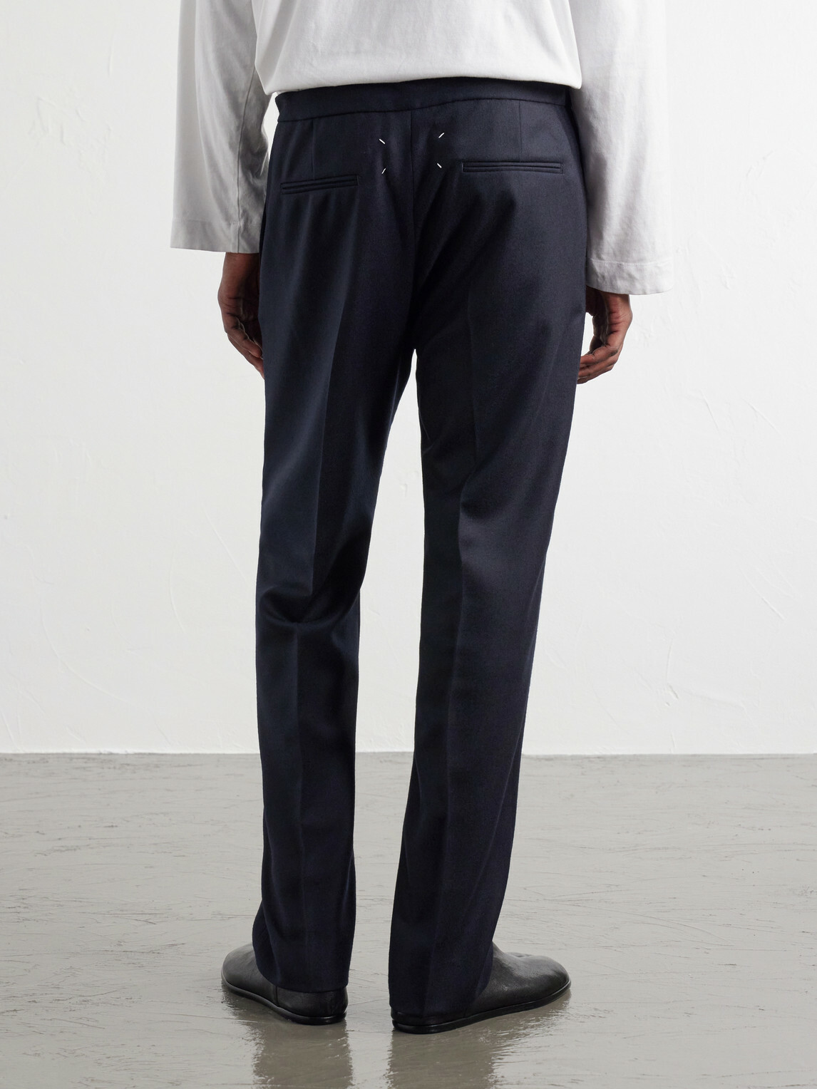 Maison Margiela - Straight-Leg Virgin Wool Drawstring Trousers - Blue