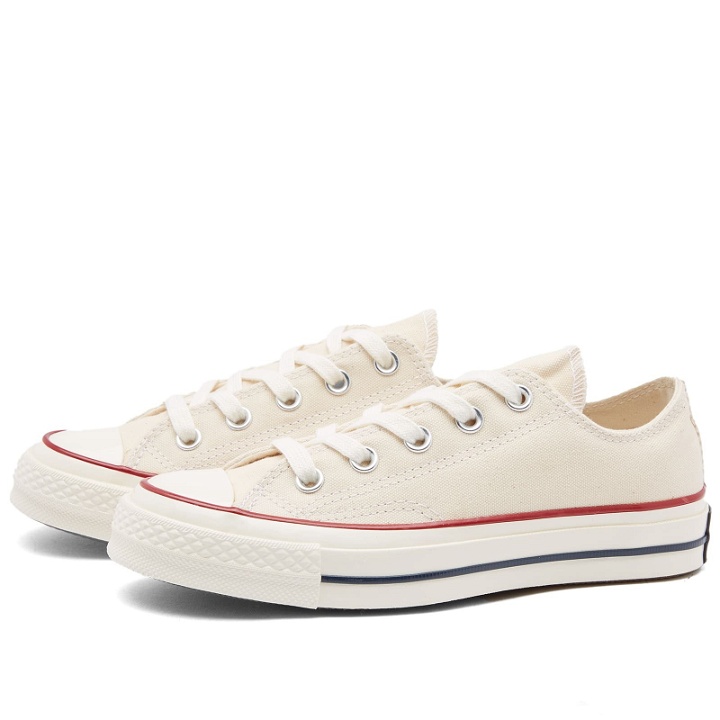 Photo: Converse Chuck Taylor 1970s Ox Sneakers in Parchment/Garnet/Egret