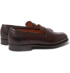 Edward Green - Piccadilly Leather-Trimmed Suede Penny Loafers - Brown