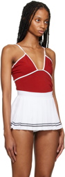 Pushbutton Red V-Neck Tank Top