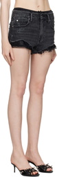 Alexander Wang Gray Pre-Styled Silk Boxer Denim Shorts