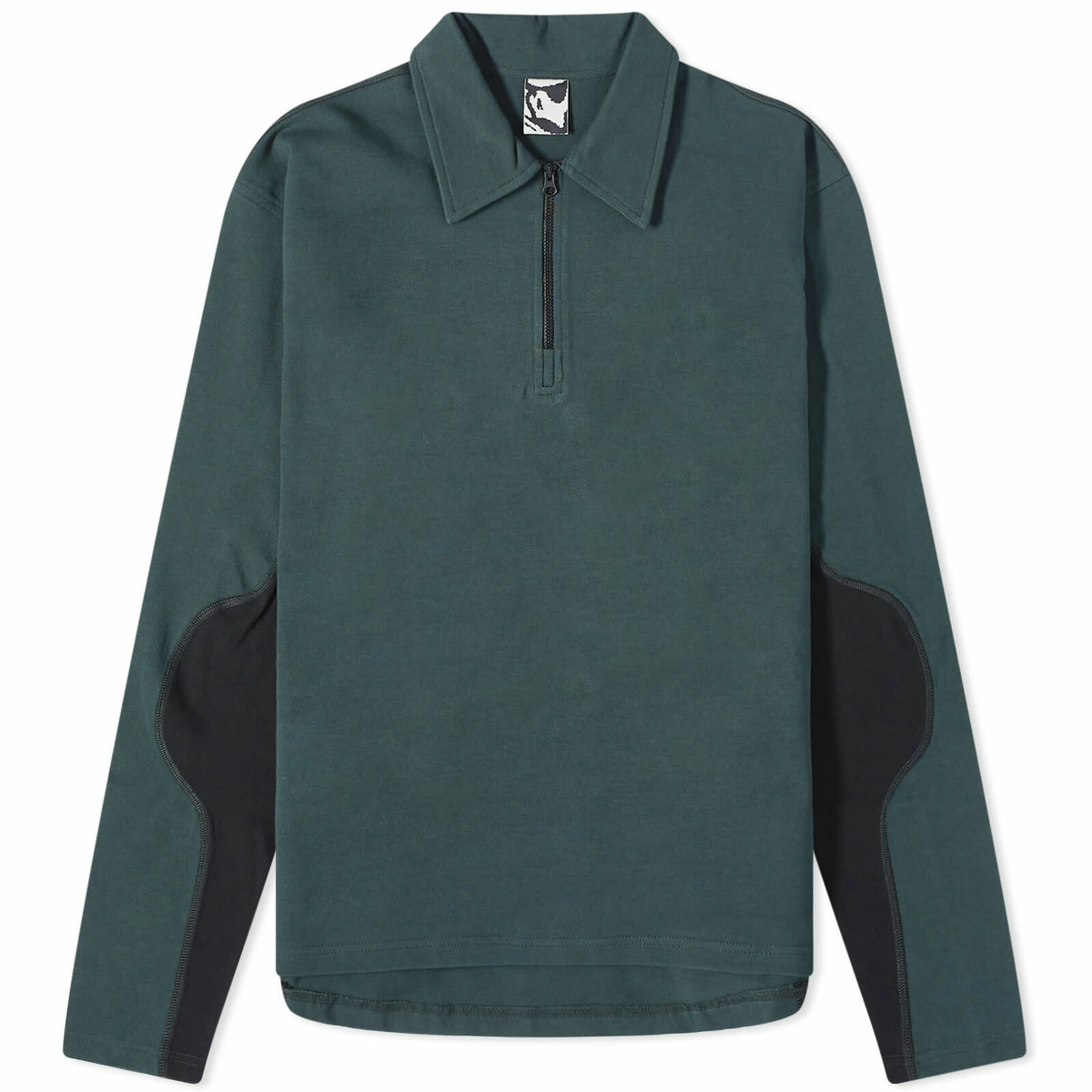 GR10K Men's Half Zip Polo Sweat in Forest Green