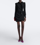Alessandra Rich Bow-detail ruffled silk moiré minidress