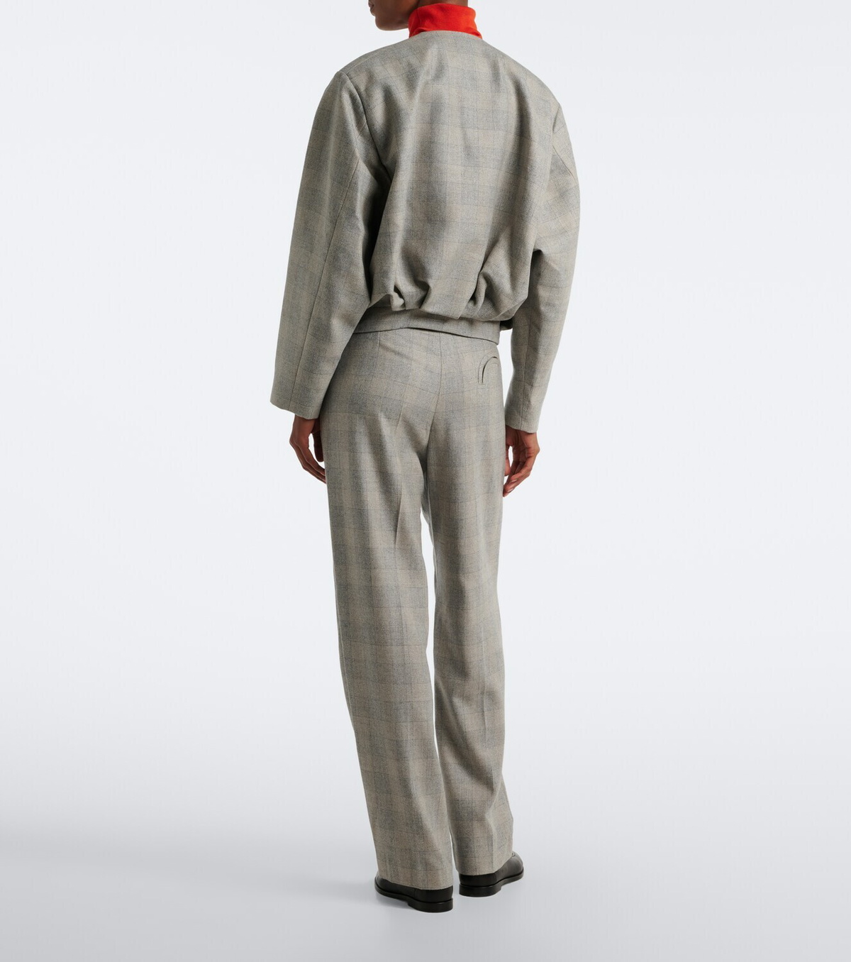 Blazé Milano Fox checked wool, silk, and cashmere straight pants