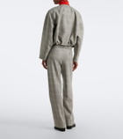 Blazé Milano Fox checked wool, silk, and cashmere straight pants