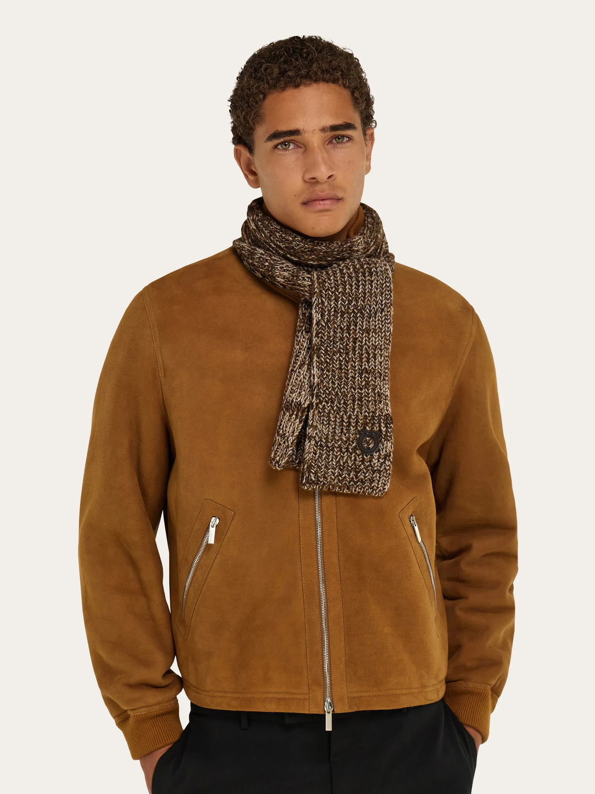 Ferragamo Mens Skinny scarf in Brown