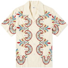 Bode Men's Embroidered Carnival Vacation Shirt in Ecru Multi