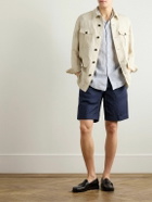 Incotex - Venezia 1951 Straight-Leg Cotton and Linen-Blend Twill Drawstring Bermuda Shorts - Blue