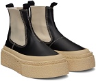 MM6 Maison Margiela Black Leather Platform Chelsea Boots