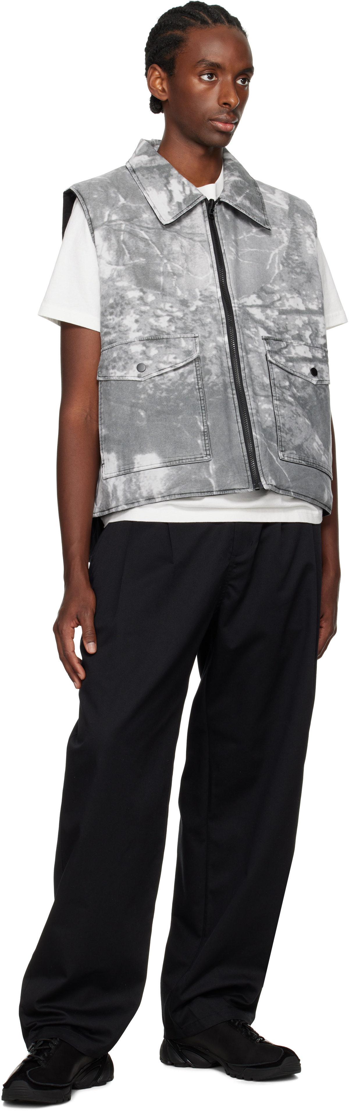 Metalwood Studio Gray & Black Poly Filled Reversible Vest