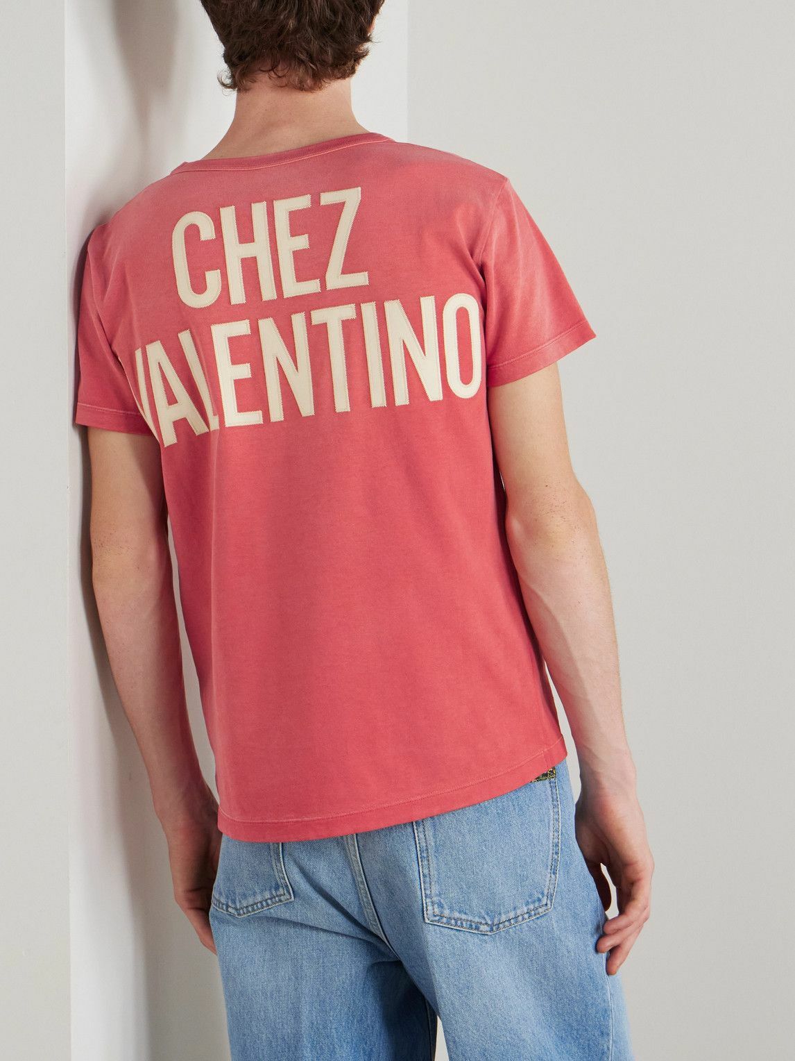 Valentino Garavani - Chez Valentino Logo-Appliquéd Printed Cotton-Jersey T-Shirt - Red