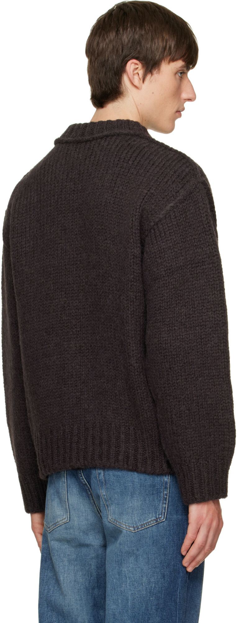 OUR LEGACY Brown Mock Roundneck Sweater