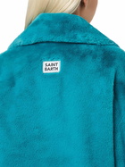 MC2 Saint Barth Woman Furry Short Teal Jacket